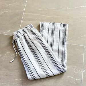 Vineyard Vines White and Blue Striped Linen Trousers SZ S